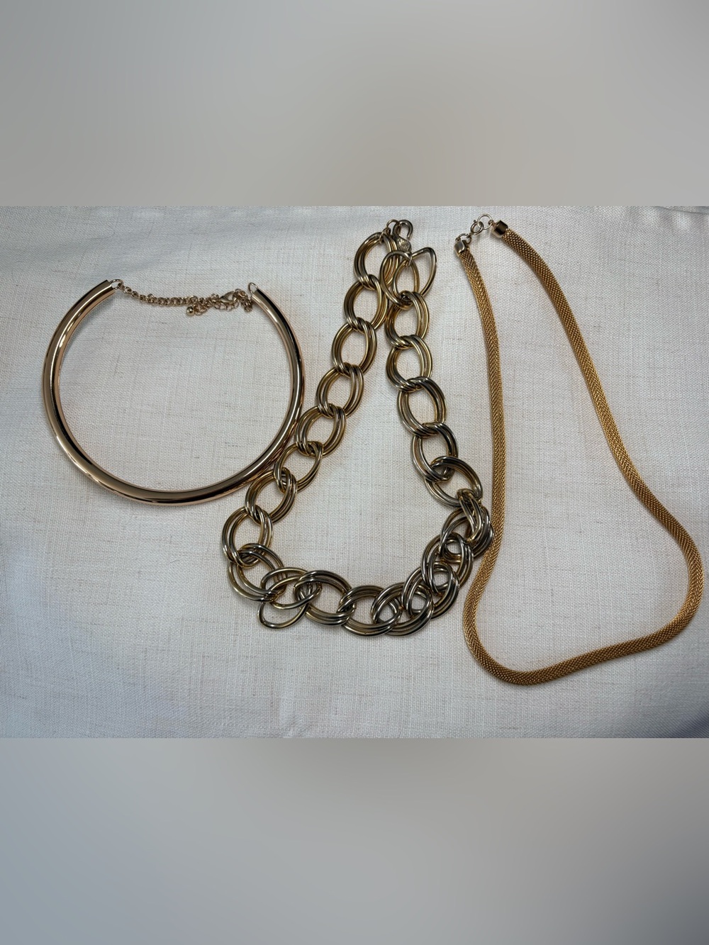 Trio of Vintage 1980s Gold Tone Statement Necklaces!